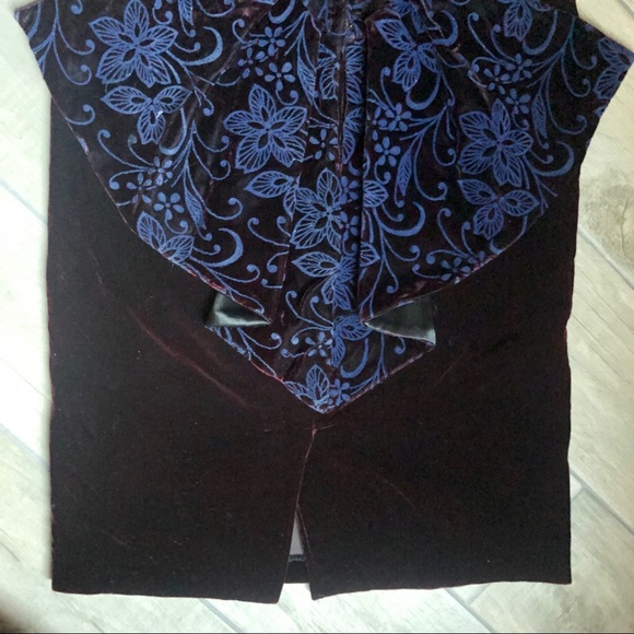Vintage Scott McClintock puff sleeve velvet gown in navy and burgundy. Size 8 - Picture 10 of 11